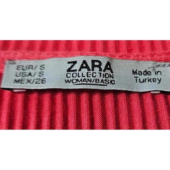 Zara Women's Oversized Hot Pink Ribbed Long Sleeve Blouse Tunic Size Small - Picture 3 of 7